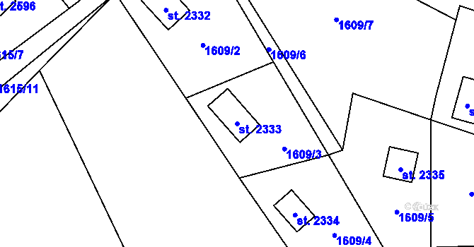 Parcela st. 2333 v KÚ Ostravice 1, Katastrální mapa