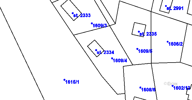 Parcela st. 2334 v KÚ Ostravice 1, Katastrální mapa