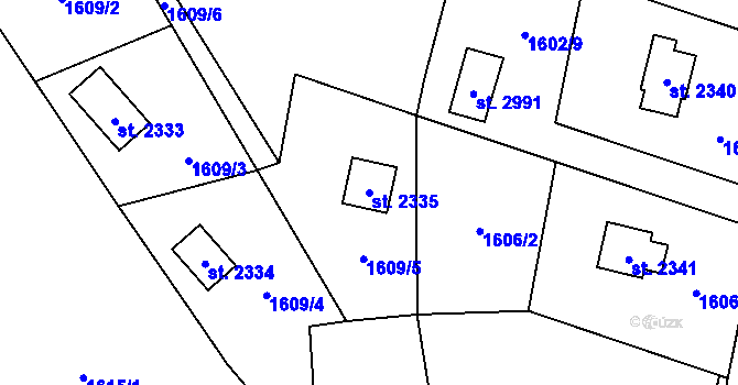 Parcela st. 2335 v KÚ Ostravice 1, Katastrální mapa