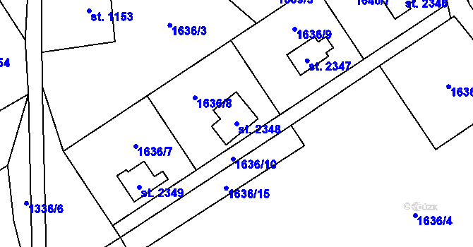 Parcela st. 2348 v KÚ Ostravice 1, Katastrální mapa