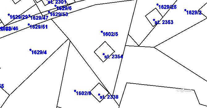 Parcela st. 2354 v KÚ Ostravice 1, Katastrální mapa