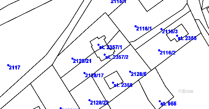 Parcela st. 2357/2 v KÚ Ostravice 1, Katastrální mapa