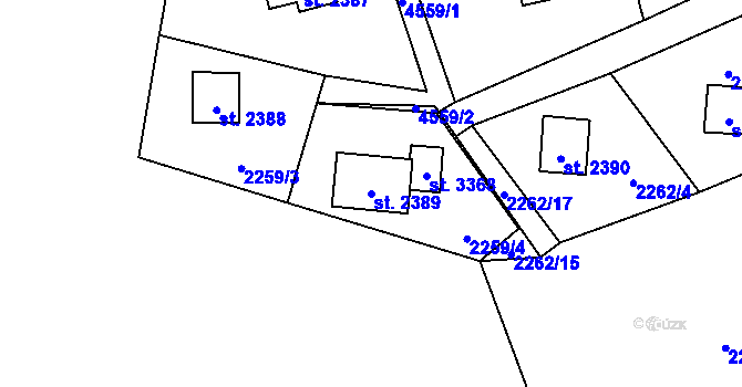 Parcela st. 2389 v KÚ Ostravice 1, Katastrální mapa