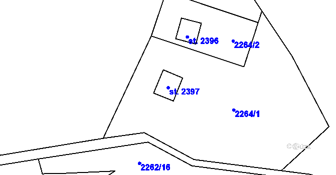 Parcela st. 2397 v KÚ Ostravice 1, Katastrální mapa