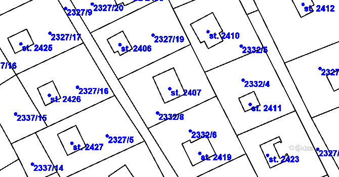 Parcela st. 2407 v KÚ Ostravice 1, Katastrální mapa