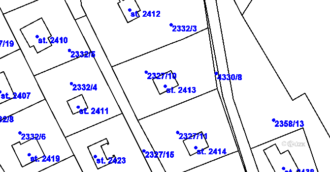 Parcela st. 2413 v KÚ Ostravice 1, Katastrální mapa