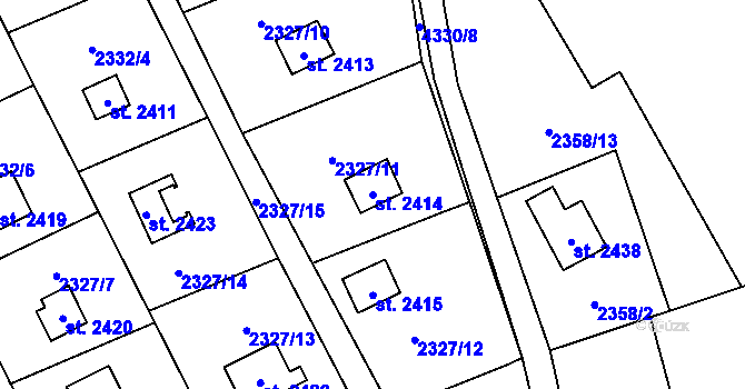 Parcela st. 2414 v KÚ Ostravice 1, Katastrální mapa