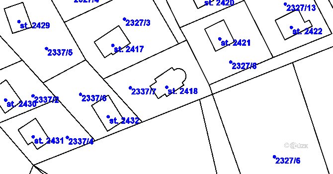 Parcela st. 2418 v KÚ Ostravice 1, Katastrální mapa