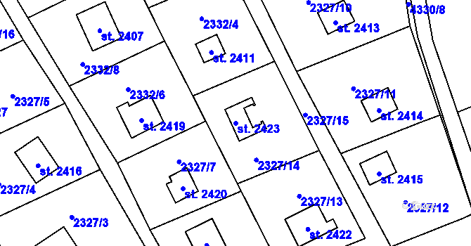 Parcela st. 2423 v KÚ Ostravice 1, Katastrální mapa