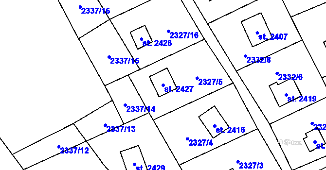 Parcela st. 2427 v KÚ Ostravice 1, Katastrální mapa