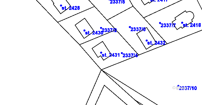 Parcela st. 2431 v KÚ Ostravice 1, Katastrální mapa