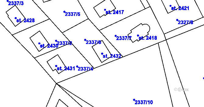 Parcela st. 2432 v KÚ Ostravice 1, Katastrální mapa