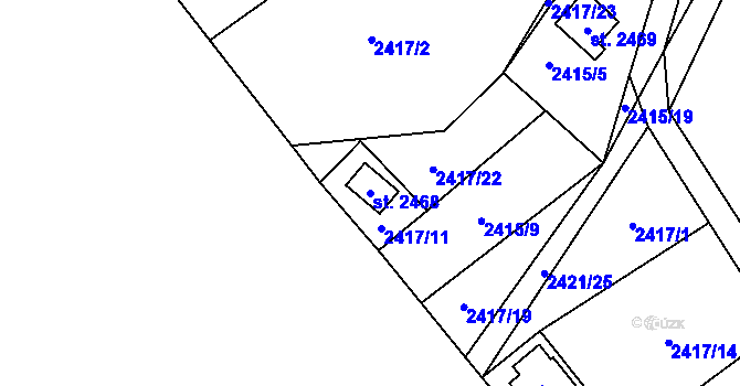 Parcela st. 2468 v KÚ Ostravice 1, Katastrální mapa