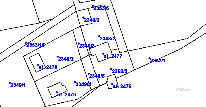 Parcela st. 2477 v KÚ Ostravice 1, Katastrální mapa