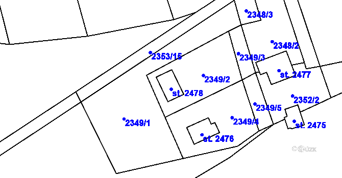 Parcela st. 2478 v KÚ Ostravice 1, Katastrální mapa