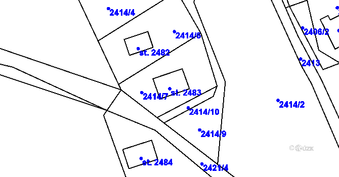 Parcela st. 2483 v KÚ Ostravice 1, Katastrální mapa