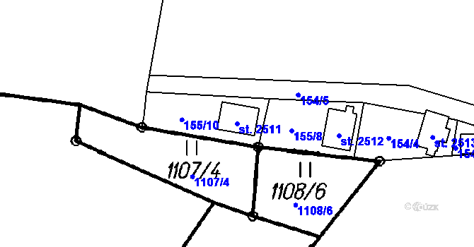 Parcela st. 2511 v KÚ Ostravice 1, Katastrální mapa
