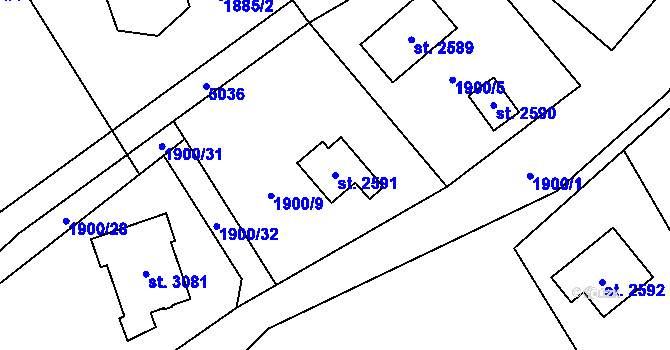 Parcela st. 2591 v KÚ Ostravice 1, Katastrální mapa