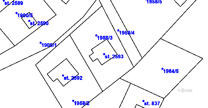 Parcela st. 2593 v KÚ Ostravice 1, Katastrální mapa