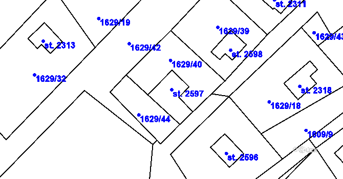 Parcela st. 2597 v KÚ Ostravice 1, Katastrální mapa