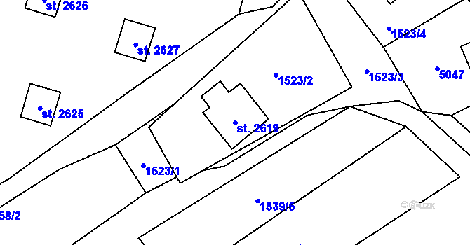 Parcela st. 2619 v KÚ Ostravice 1, Katastrální mapa