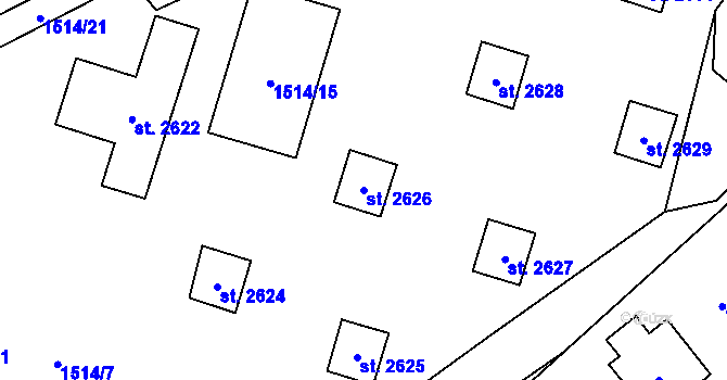 Parcela st. 2626 v KÚ Ostravice 1, Katastrální mapa
