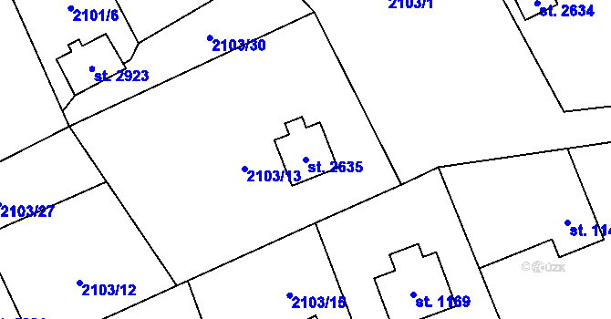 Parcela st. 2635 v KÚ Ostravice 1, Katastrální mapa