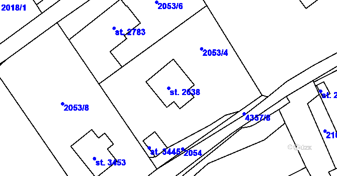 Parcela st. 2638 v KÚ Ostravice 1, Katastrální mapa