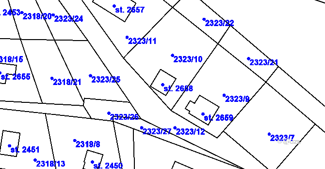 Parcela st. 2658 v KÚ Ostravice 1, Katastrální mapa