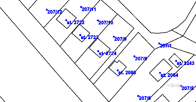 Parcela st. 2724 v KÚ Ostravice 1, Katastrální mapa