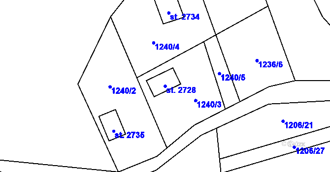 Parcela st. 2728 v KÚ Ostravice 1, Katastrální mapa