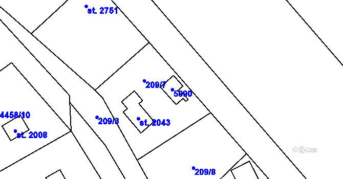 Parcela st. 2753 v KÚ Ostravice 1, Katastrální mapa