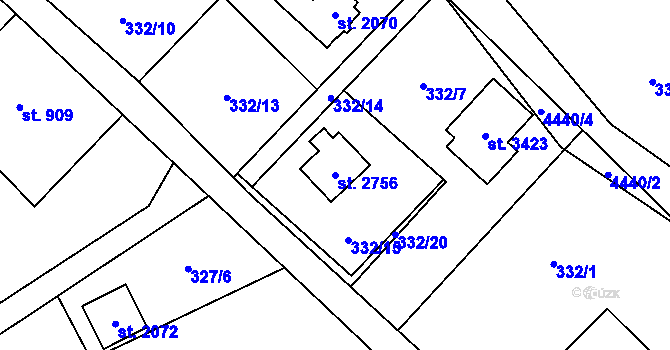 Parcela st. 2756 v KÚ Ostravice 1, Katastrální mapa