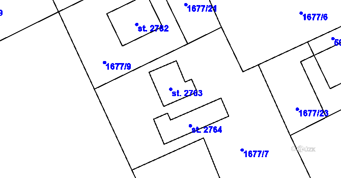 Parcela st. 2763 v KÚ Ostravice 1, Katastrální mapa