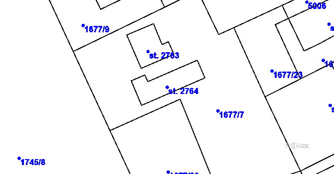 Parcela st. 2764 v KÚ Ostravice 1, Katastrální mapa