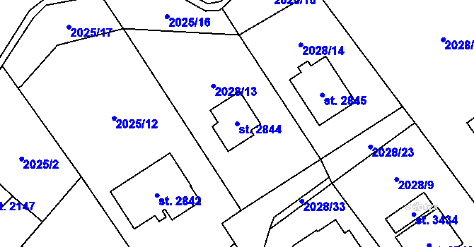Parcela st. 2844 v KÚ Ostravice 1, Katastrální mapa