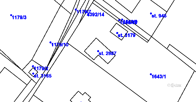 Parcela st. 2987 v KÚ Ostravice 1, Katastrální mapa