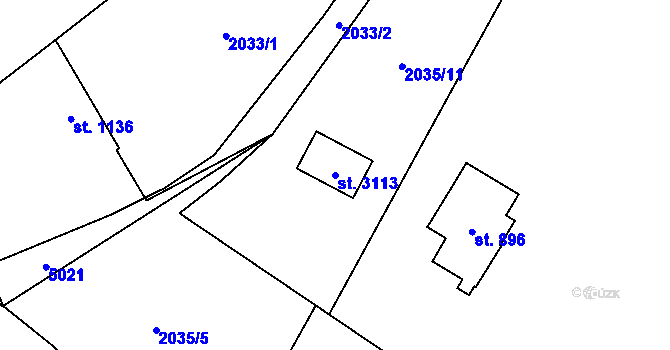 Parcela st. 3113 v KÚ Ostravice 1, Katastrální mapa