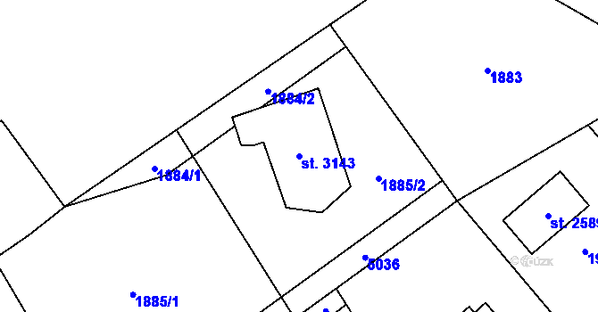 Parcela st. 3143 v KÚ Ostravice 1, Katastrální mapa