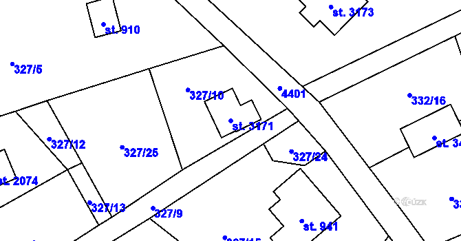 Parcela st. 3171 v KÚ Ostravice 1, Katastrální mapa