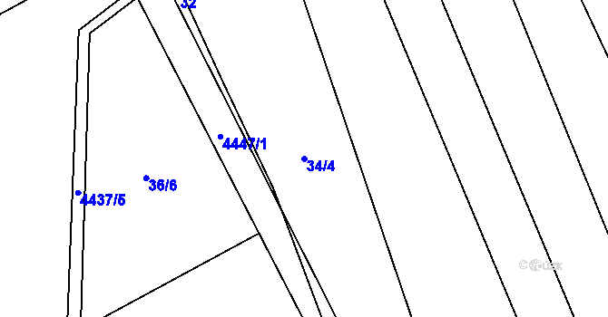 Parcela st. 34/4 v KÚ Ostravice 1, Katastrální mapa