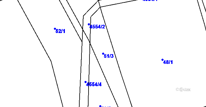 Parcela st. 51/3 v KÚ Ostravice 1, Katastrální mapa