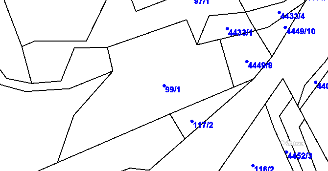 Parcela st. 99/1 v KÚ Ostravice 1, Katastrální mapa