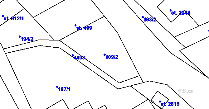 Parcela st. 109/2 v KÚ Ostravice 1, Katastrální mapa