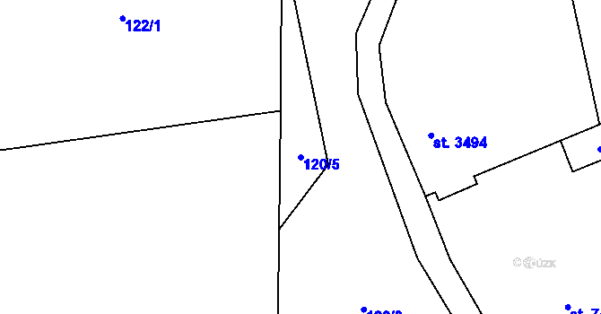 Parcela st. 120/5 v KÚ Ostravice 1, Katastrální mapa