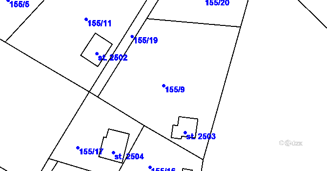 Parcela st. 155/9 v KÚ Ostravice 1, Katastrální mapa