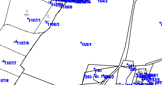 Parcela st. 158/1 v KÚ Ostravice 1, Katastrální mapa