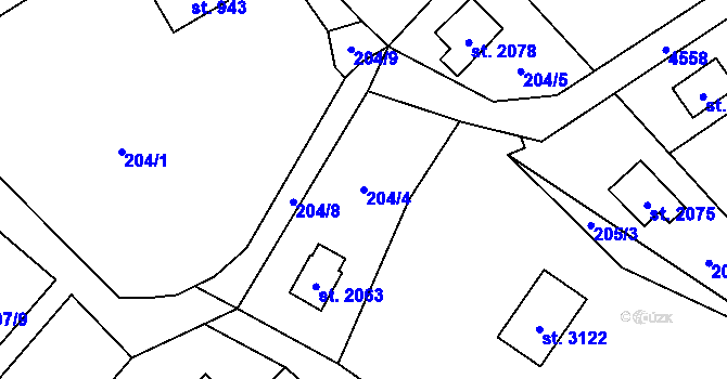 Parcela st. 204/4 v KÚ Ostravice 1, Katastrální mapa