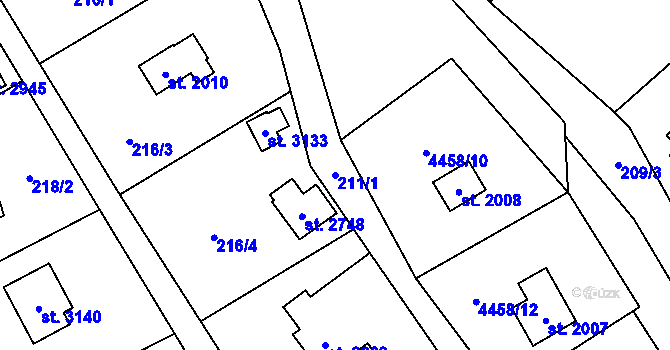 Parcela st. 211/1 v KÚ Ostravice 1, Katastrální mapa