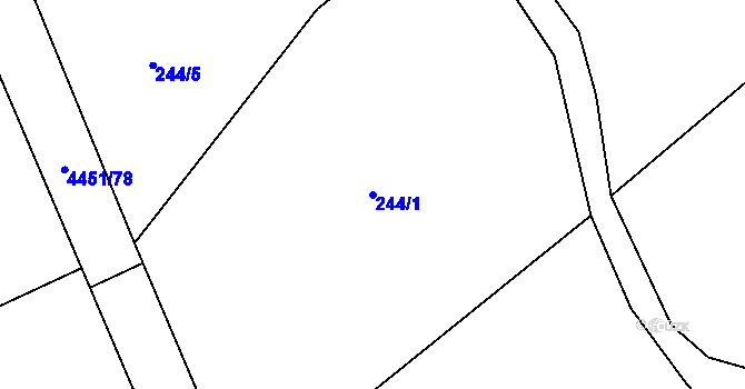 Parcela st. 244/1 v KÚ Ostravice 1, Katastrální mapa